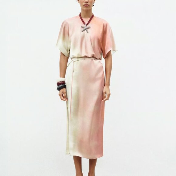 ZARA Satin Draped Midi Dress – Size XL | New, Never Worn 🧡 - Picture 2 of 15